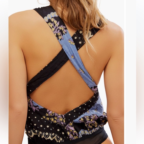 Free People ⭐️NWT⭐️ Sweet Thing Mixed Print Cotton Bodysuit size Small - Picture 4 of 8